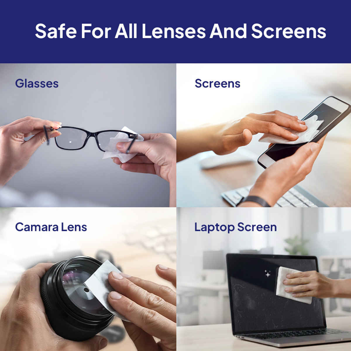 Aqualens Multi Purpose Lens Wipes 30 Sachets for Glasses Phones and Screens