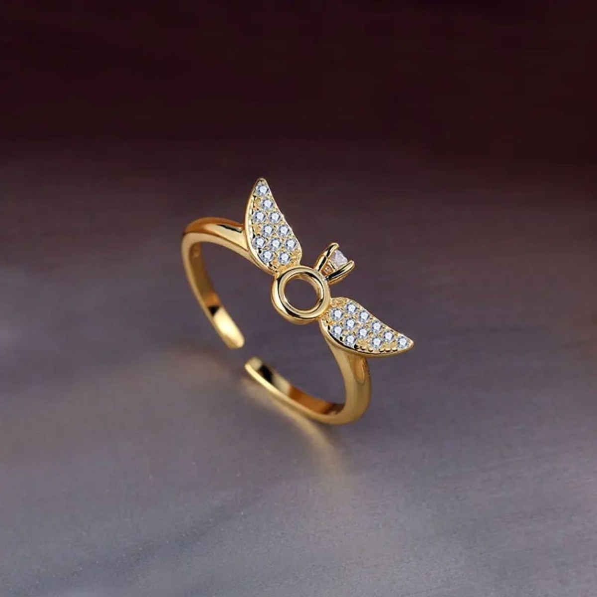 Estailo Fashion Angel Wings Ring | R0001368 | Gold
