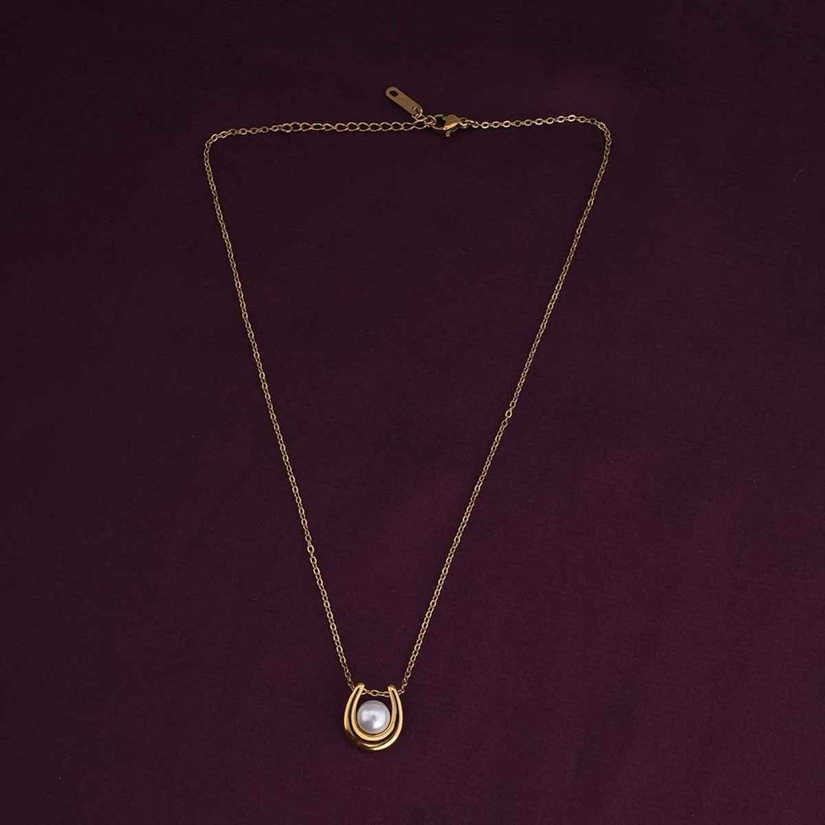Palmonas Pearl Embellished U Necklace