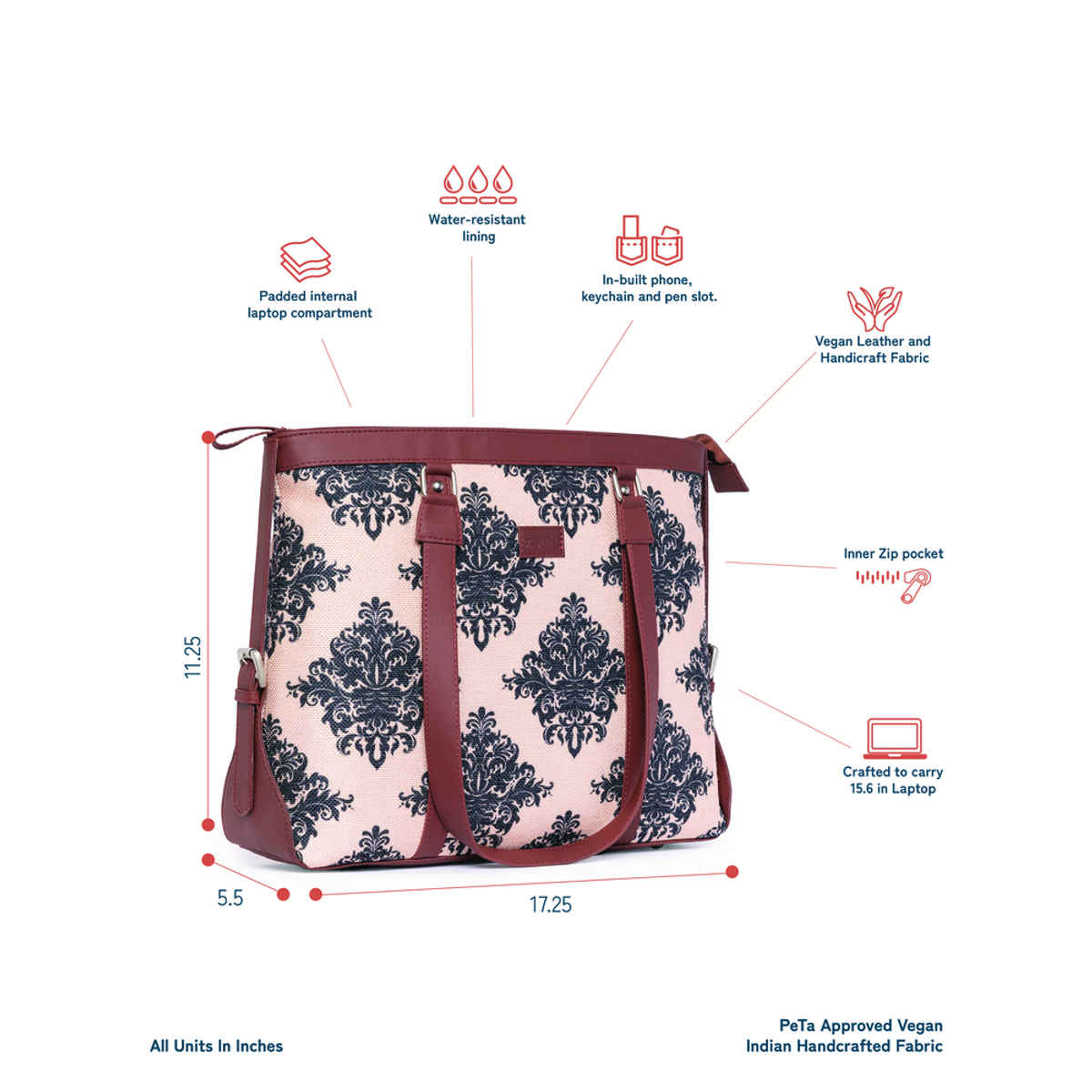 ZOUK Mughal Motif Women's Office Bag