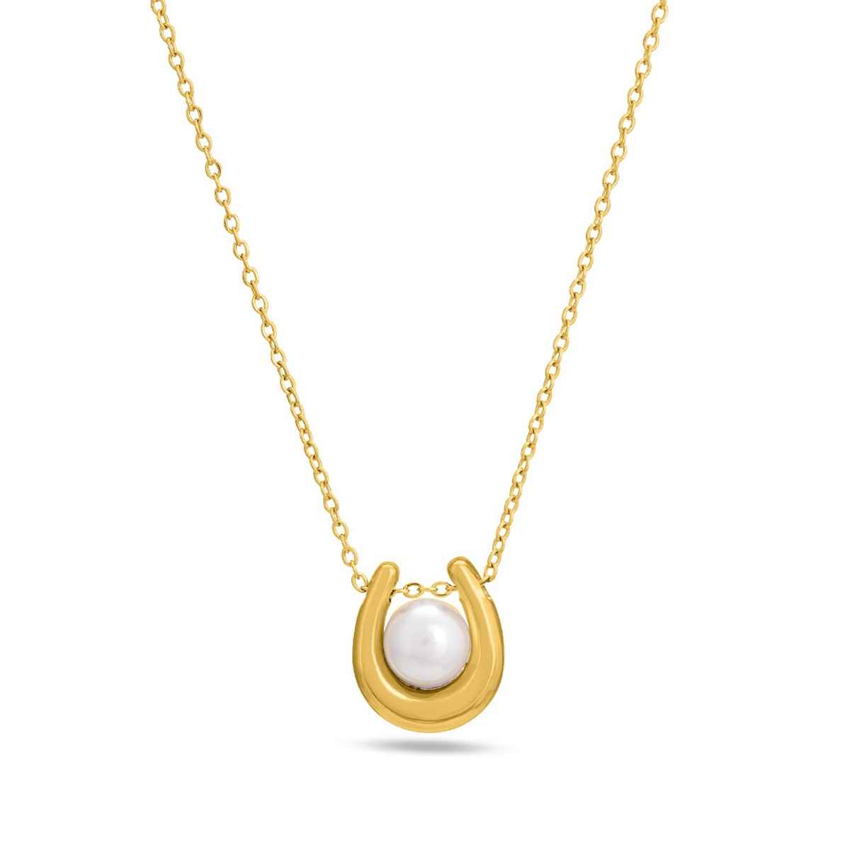 Palmonas Pearl Embellished U Necklace