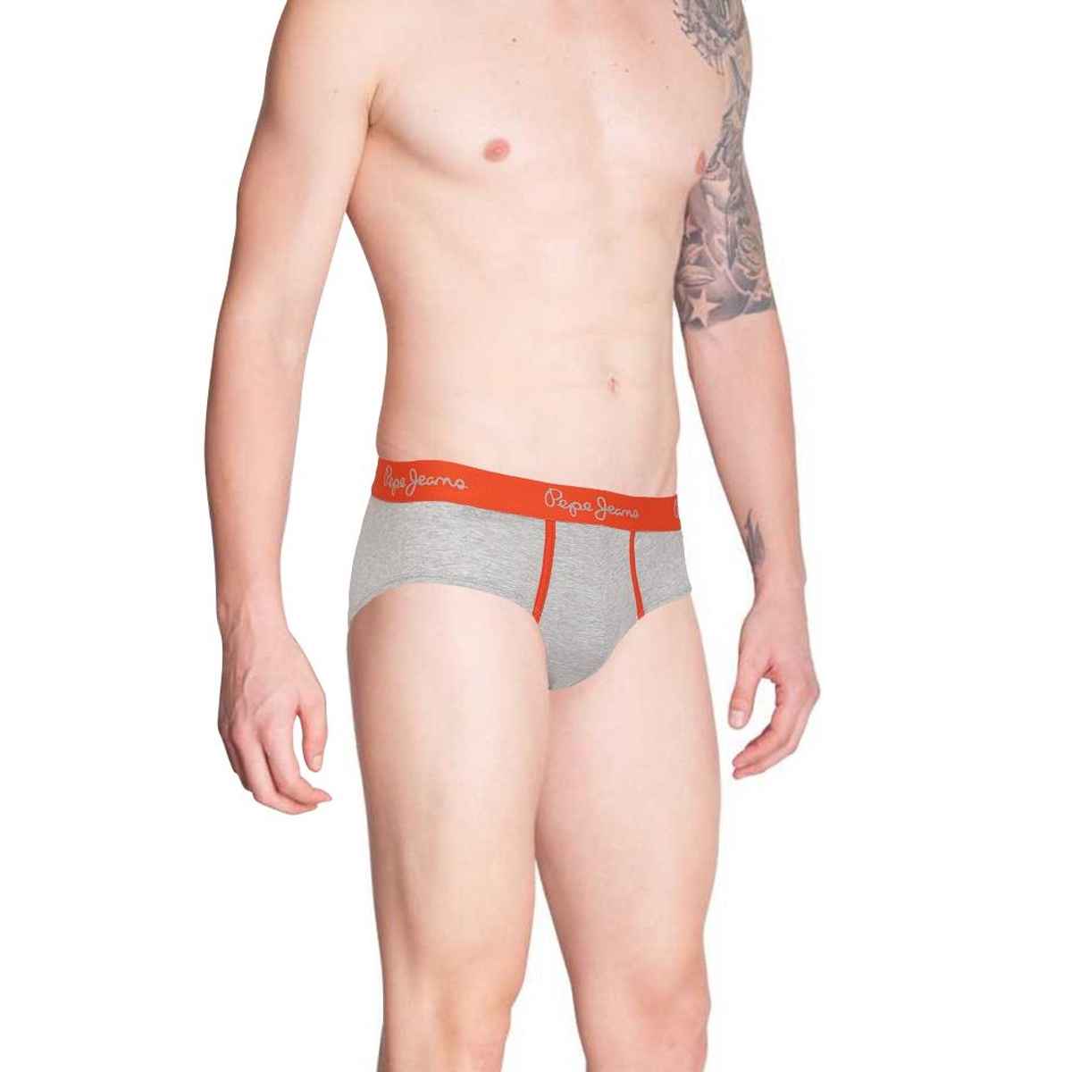 Pepe Jeans Mens Grey Melange 100% Cotton Solid Brief - Pack of 1 (L) Comfort Fit, Soft Fabric