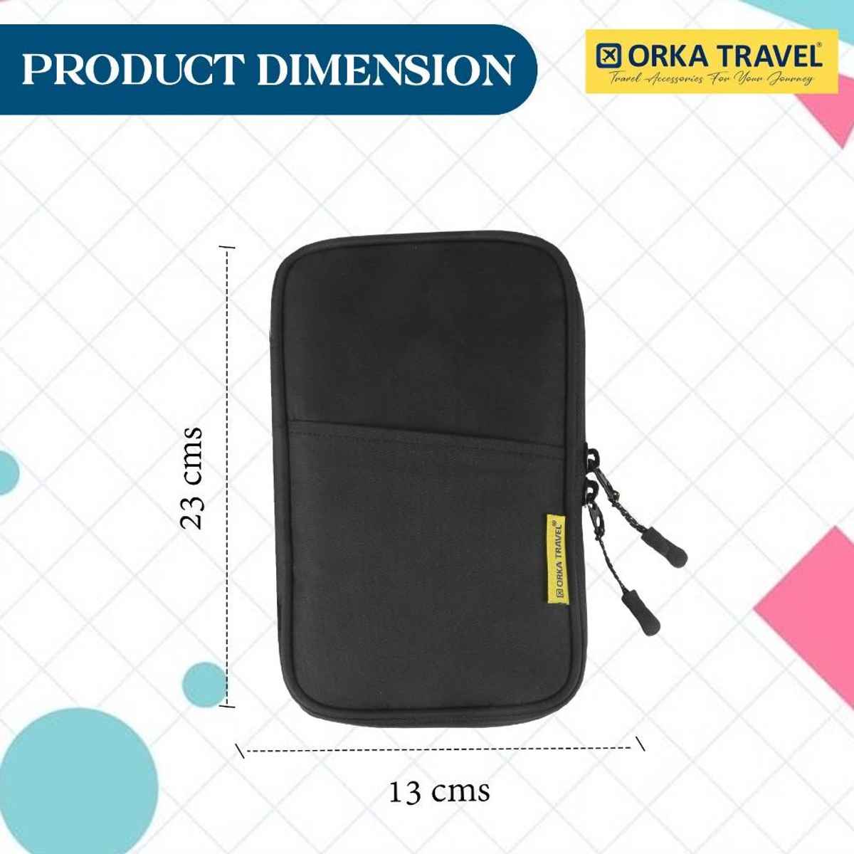 ORKA Unisex Solid Polyester Passport Holder | Black