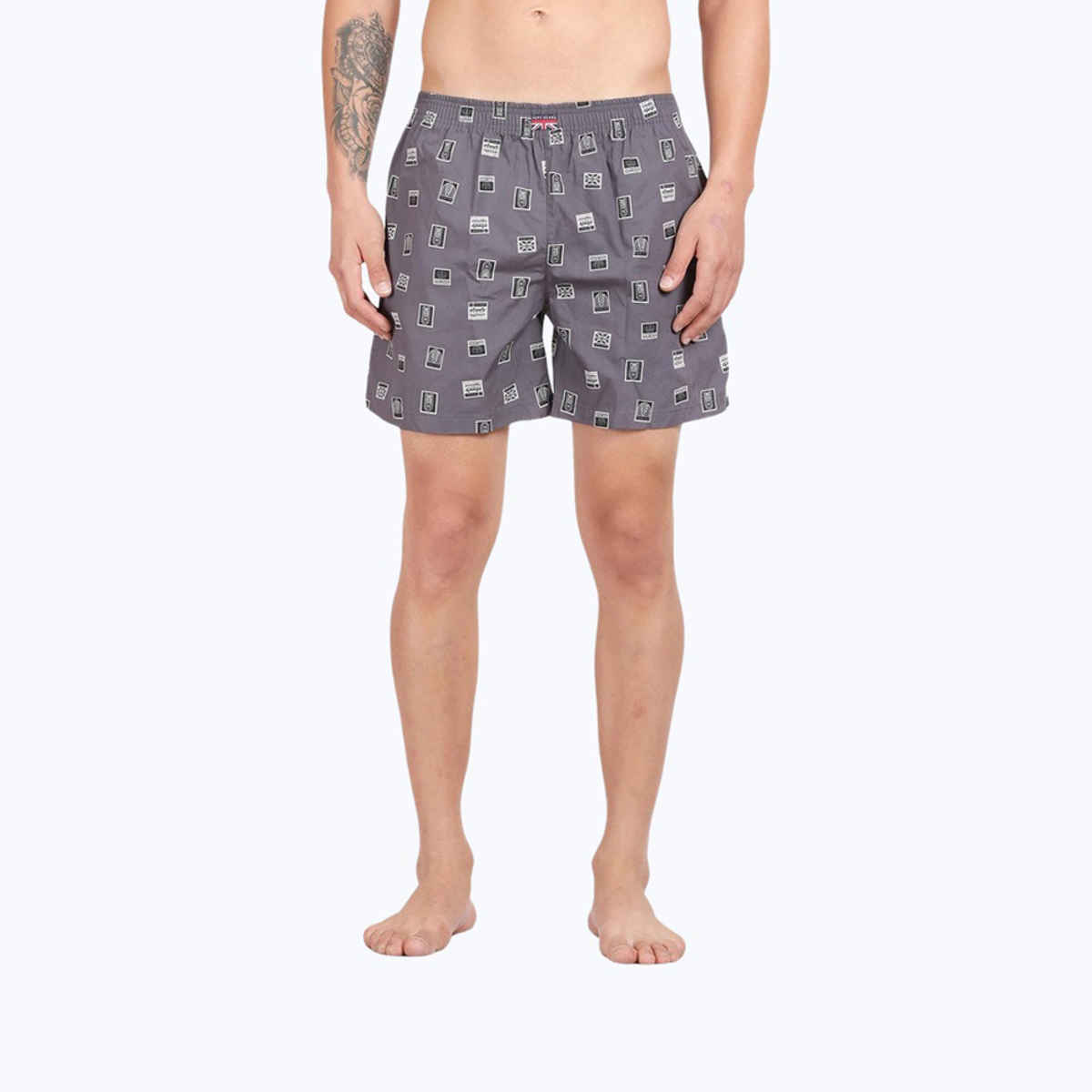 Pepe Jeans Mens Dark Grey AOP 100% Cotton Printed Boxer  - Pack of 1 (XL) Comfort Fit, Soft Fabric