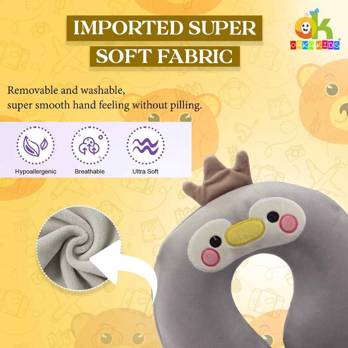 ORKA Unisex Solid Embroidery Supersoft Neck Pillow | Light Green - Free Size