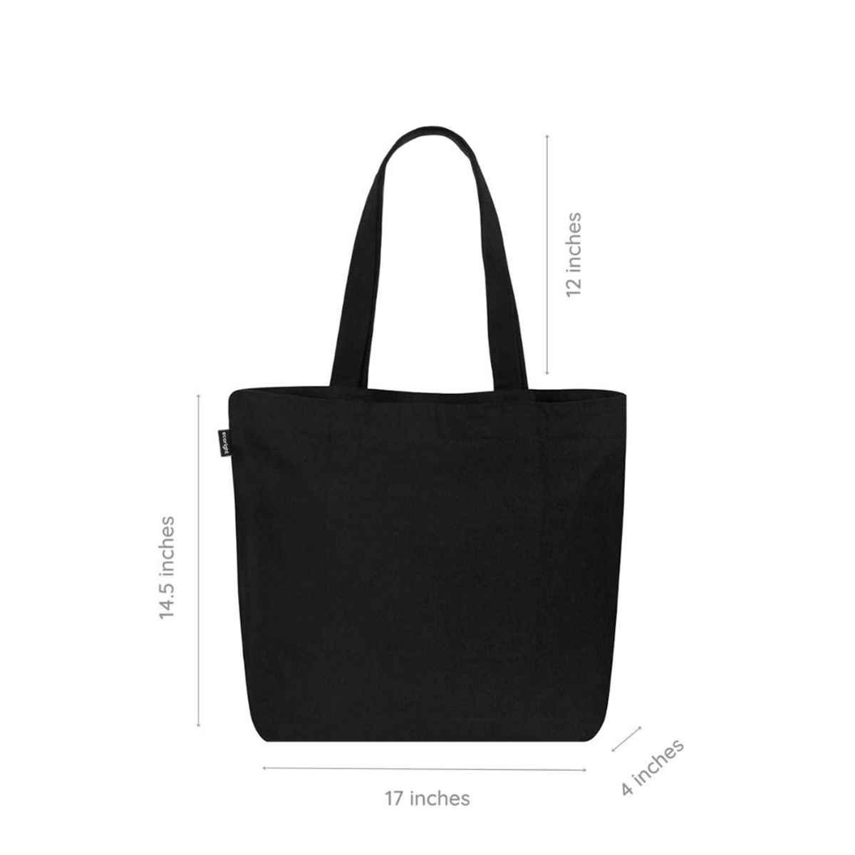 Ecoright Women's Floral Cotton 16 L Double Handle Tote Bag | Black - Free Size