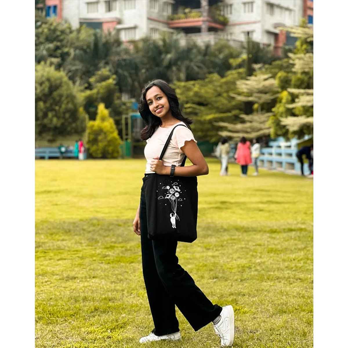 Ecoright Women's Cotton 10 L Shoulder Handle Tote Bag | Black - One Size