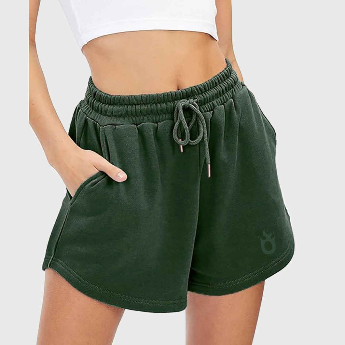Hotfits Solid Women's Regular Casual and Night Short | Green - L