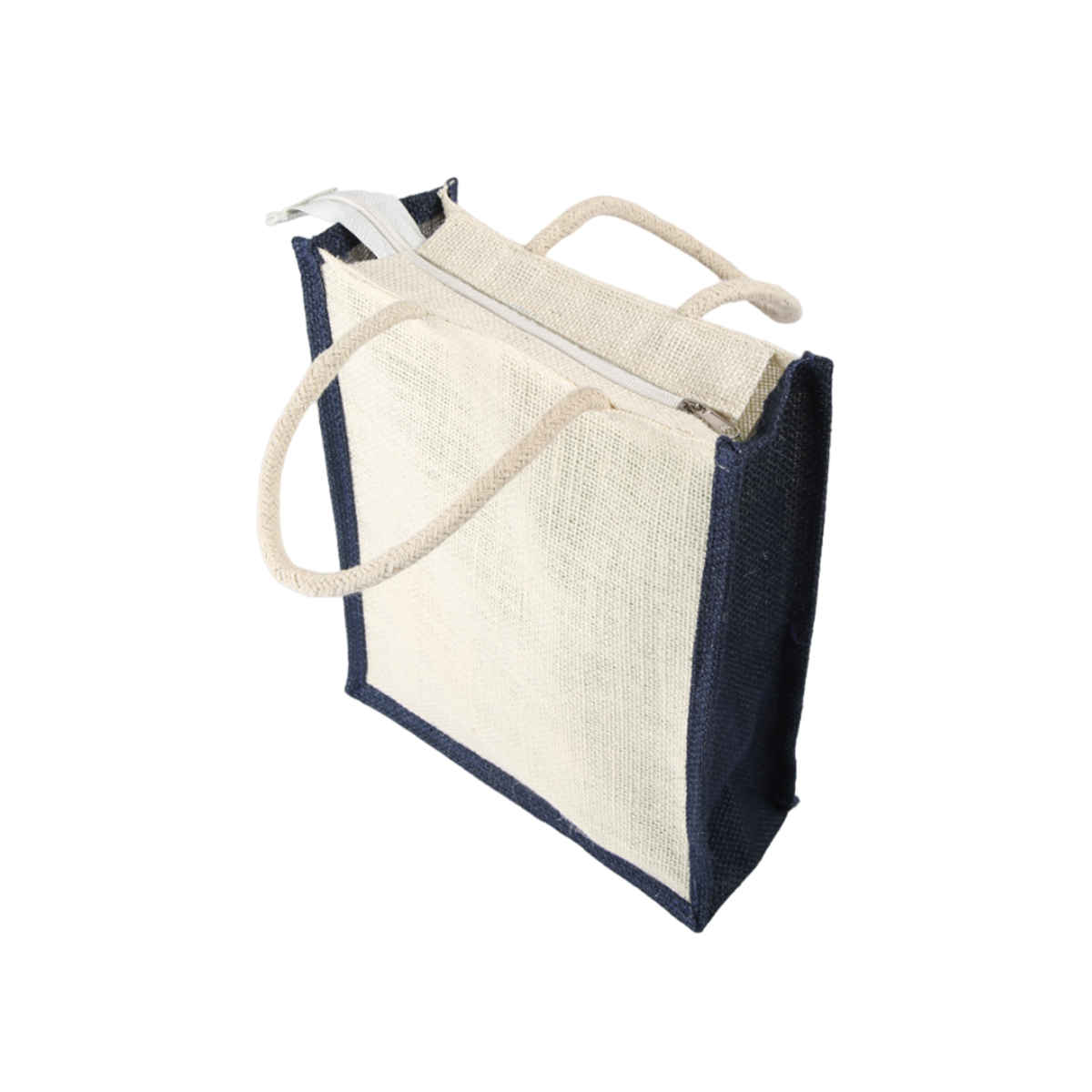 Navum Women's Solid Jute 5 L Jute Bag | Beige and Blue - L