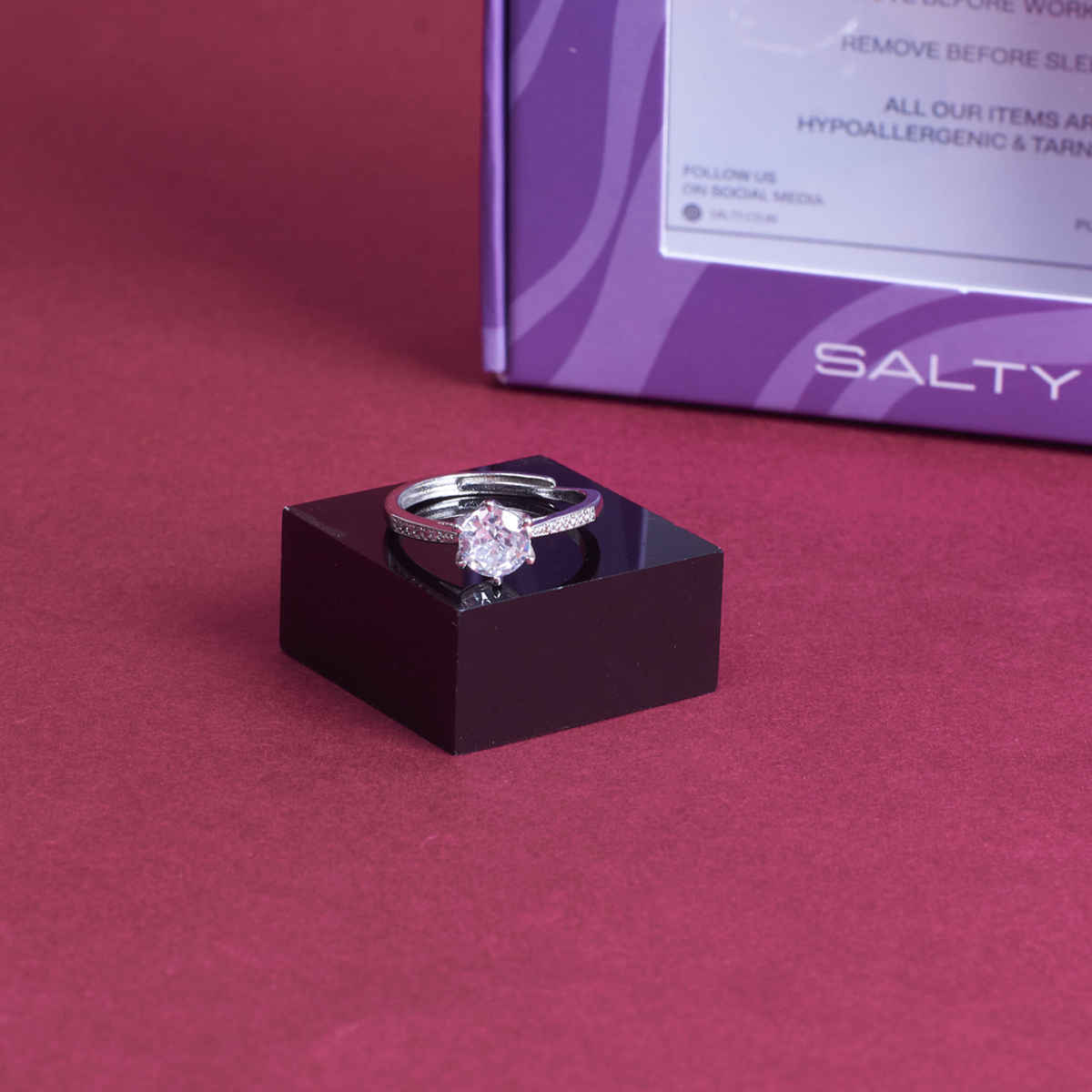 SALTY Luster Promise Ring for Women and Girls| Anti-Tarnish| Silver