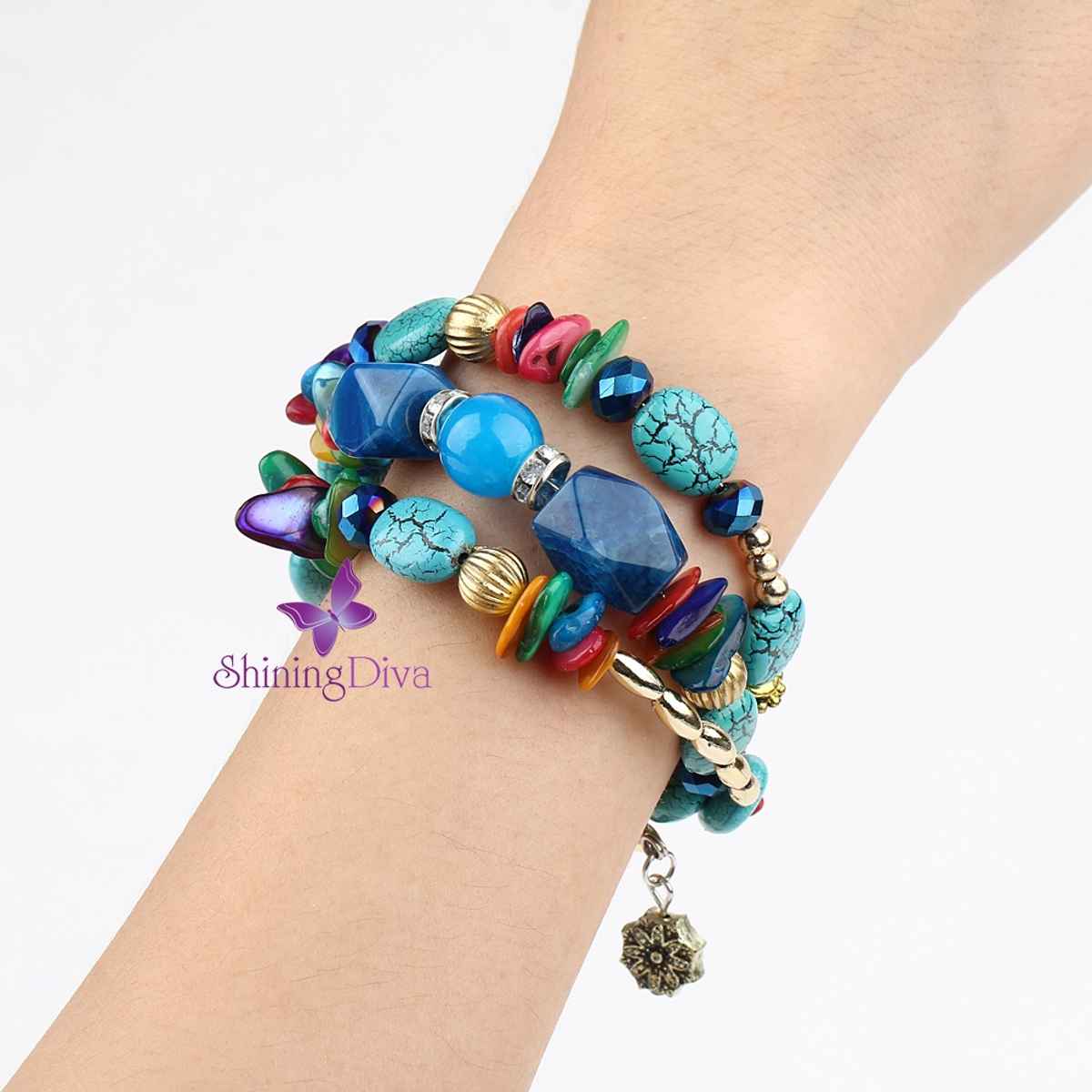 Shining Diva Fashion Jewelry Blue Stone Stylish Bracelet for Women & Girls | Rrsd9236b