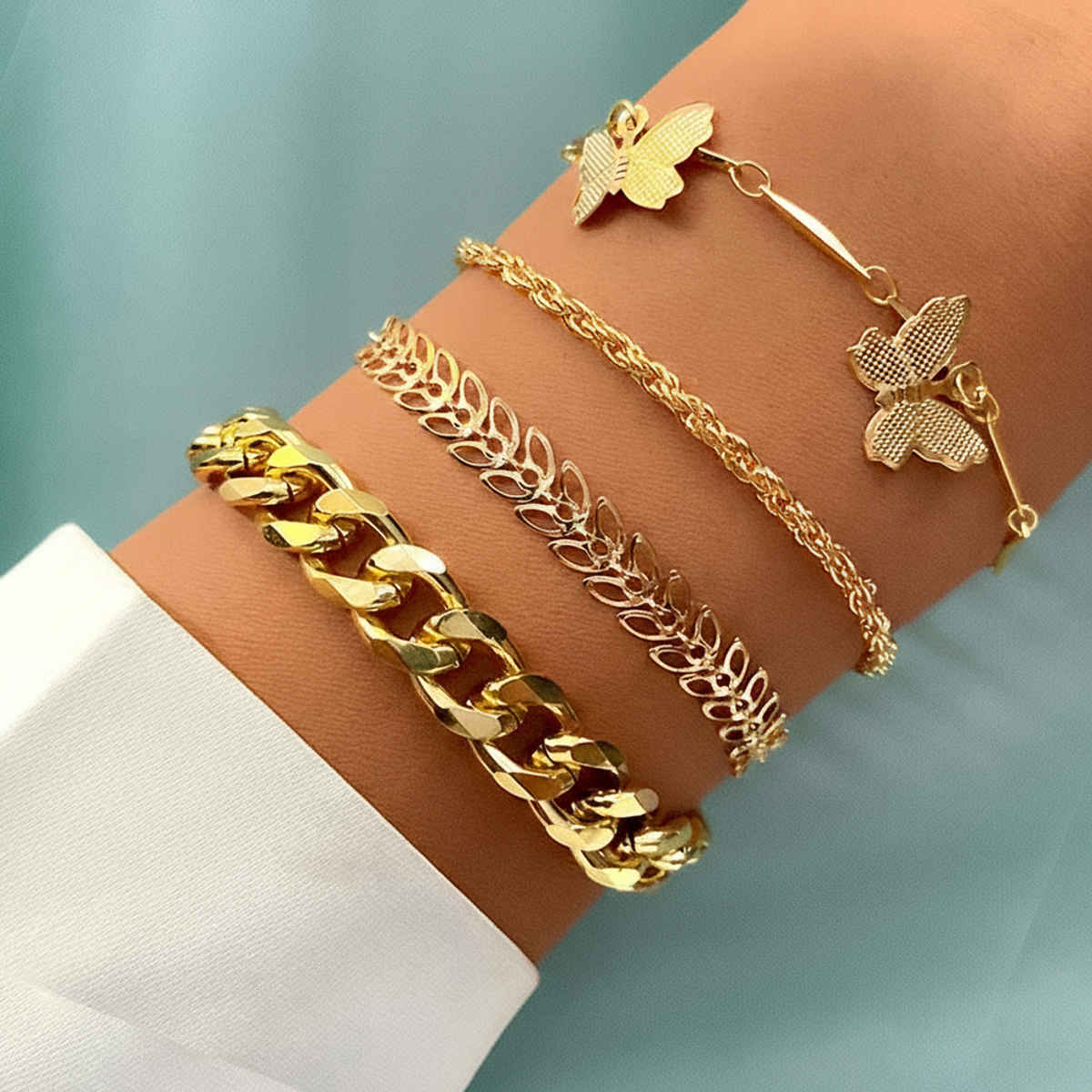 Shining Diva Fashion Set of 4 Multilayer Gold Plated Bangle Bracelet for Women and Girls | Rr14664b