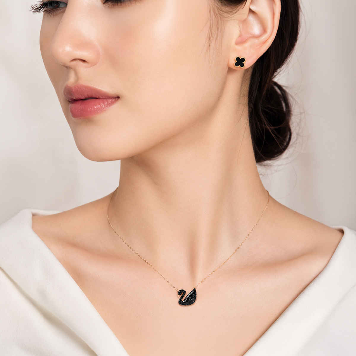 SALTY Golden Black Swan Necklace and Earring Jewellery Set