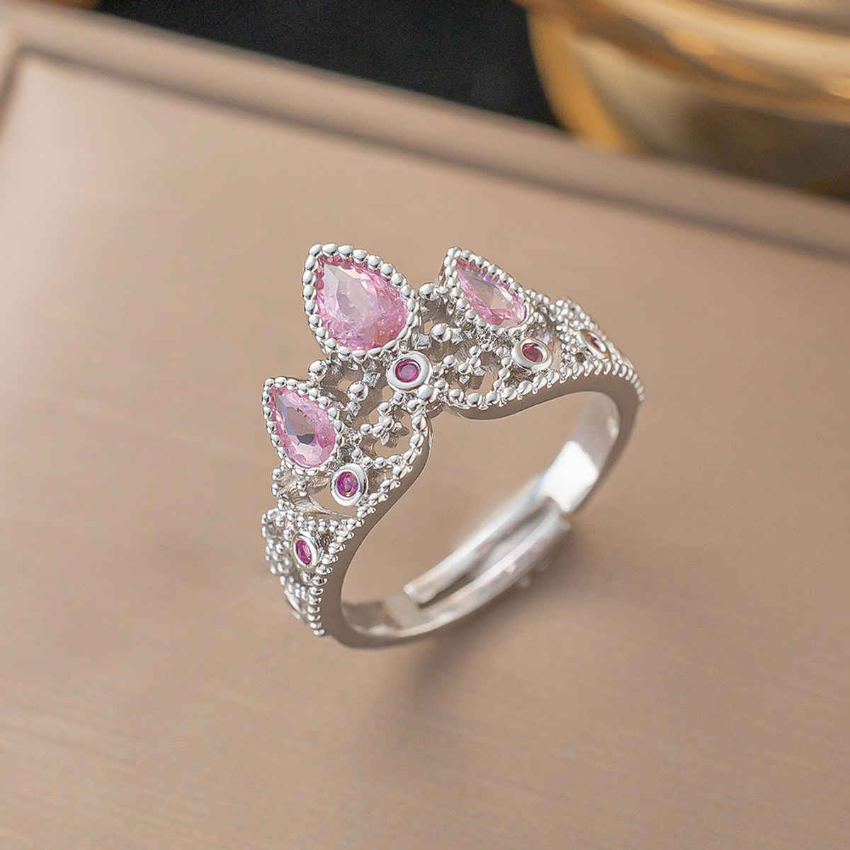 Lavie Women'S Chirpy Envelope Clutch  (1pc) & Beautynx Royal Pink Tiara Ring | Silver  (1pc) Combo