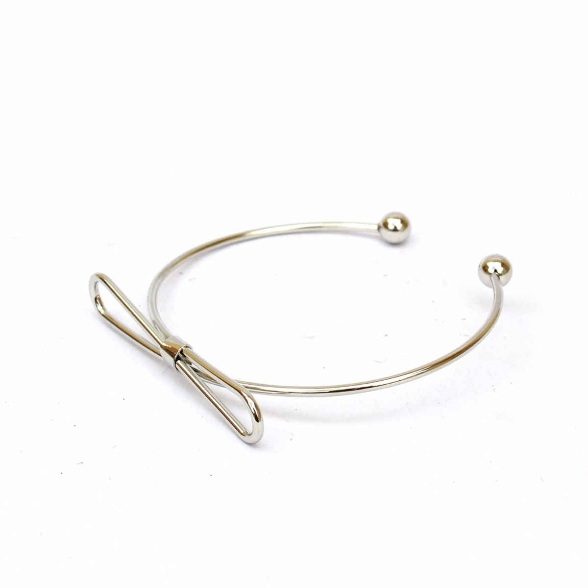 Joker & Witch Elegant Bow Open Cuff Silver Bracelet