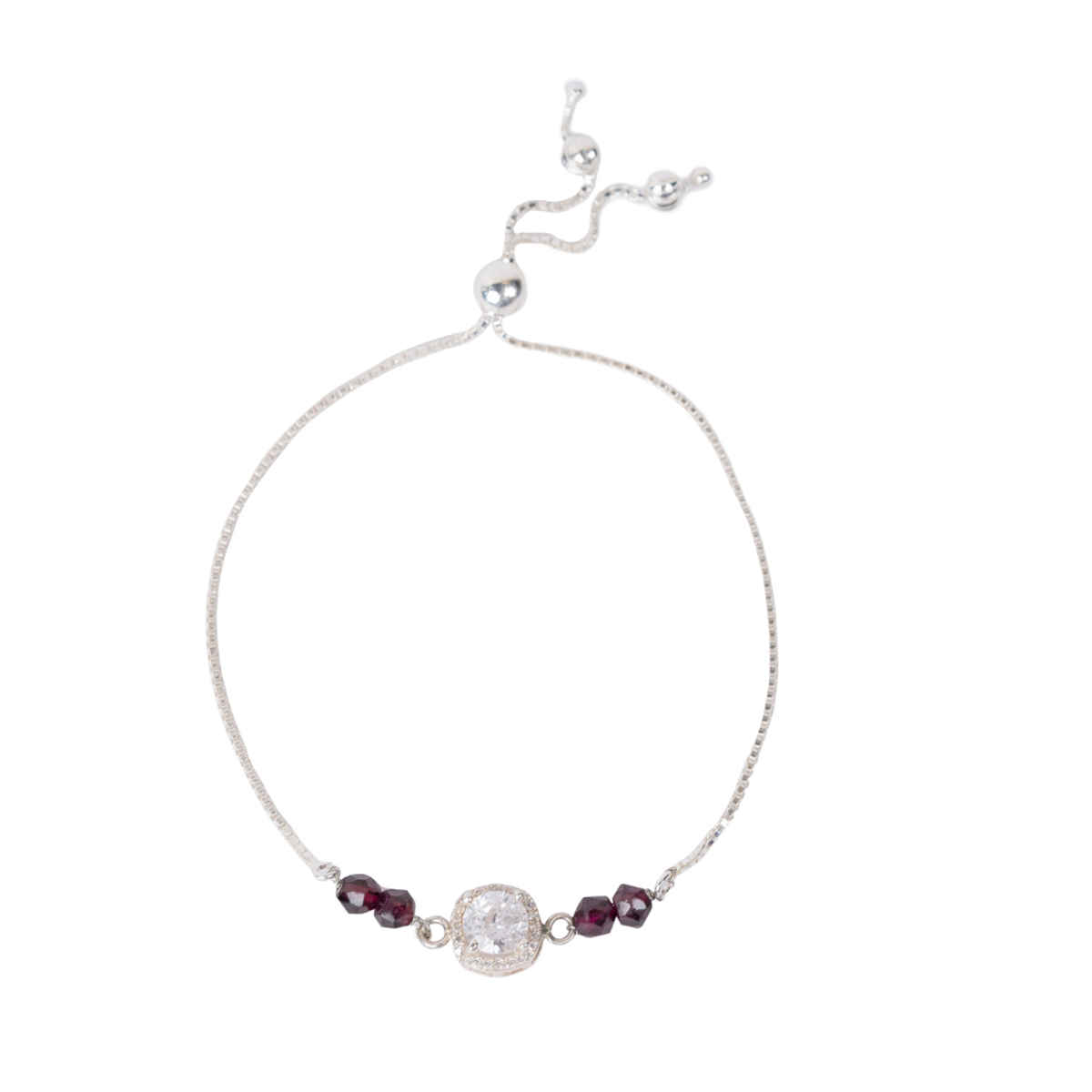 Bodh Gem and Crystals Garnet Silver Bracelet - Healing and Stylish