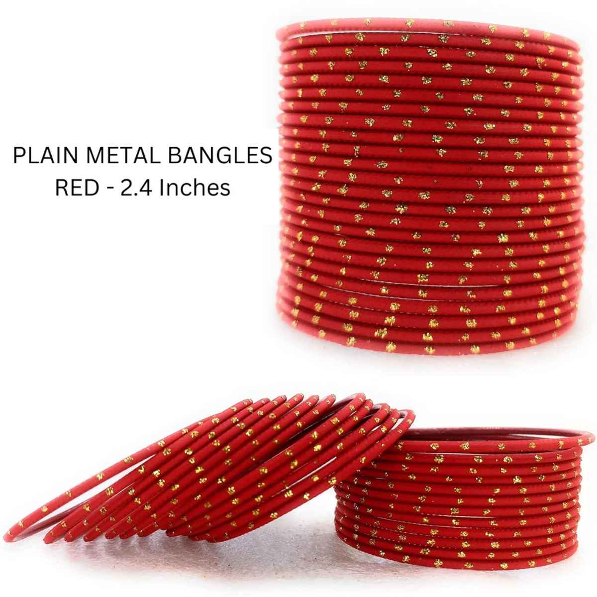 Bangles Red Size 2.4 Inch Metal