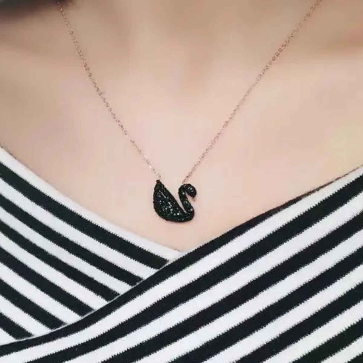 SALTY Golden Black Swan Necklace and Earring Jewellery Set