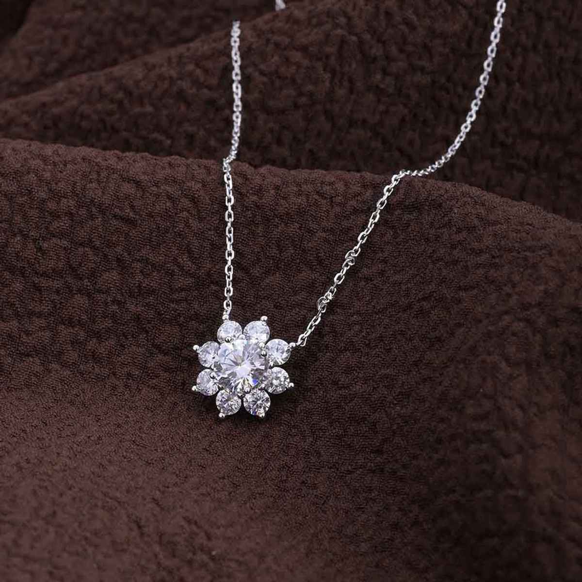 Palmonas Flower Solitaire Necklace- 925 Silver