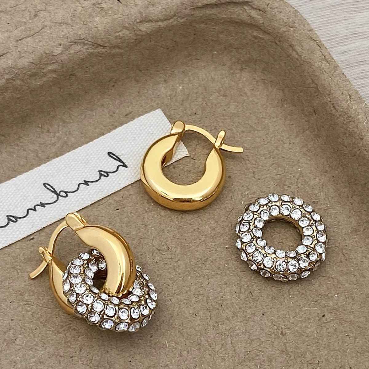 Just Lil Things Gold Crystal Knot Hoop Earrings | jlt11681