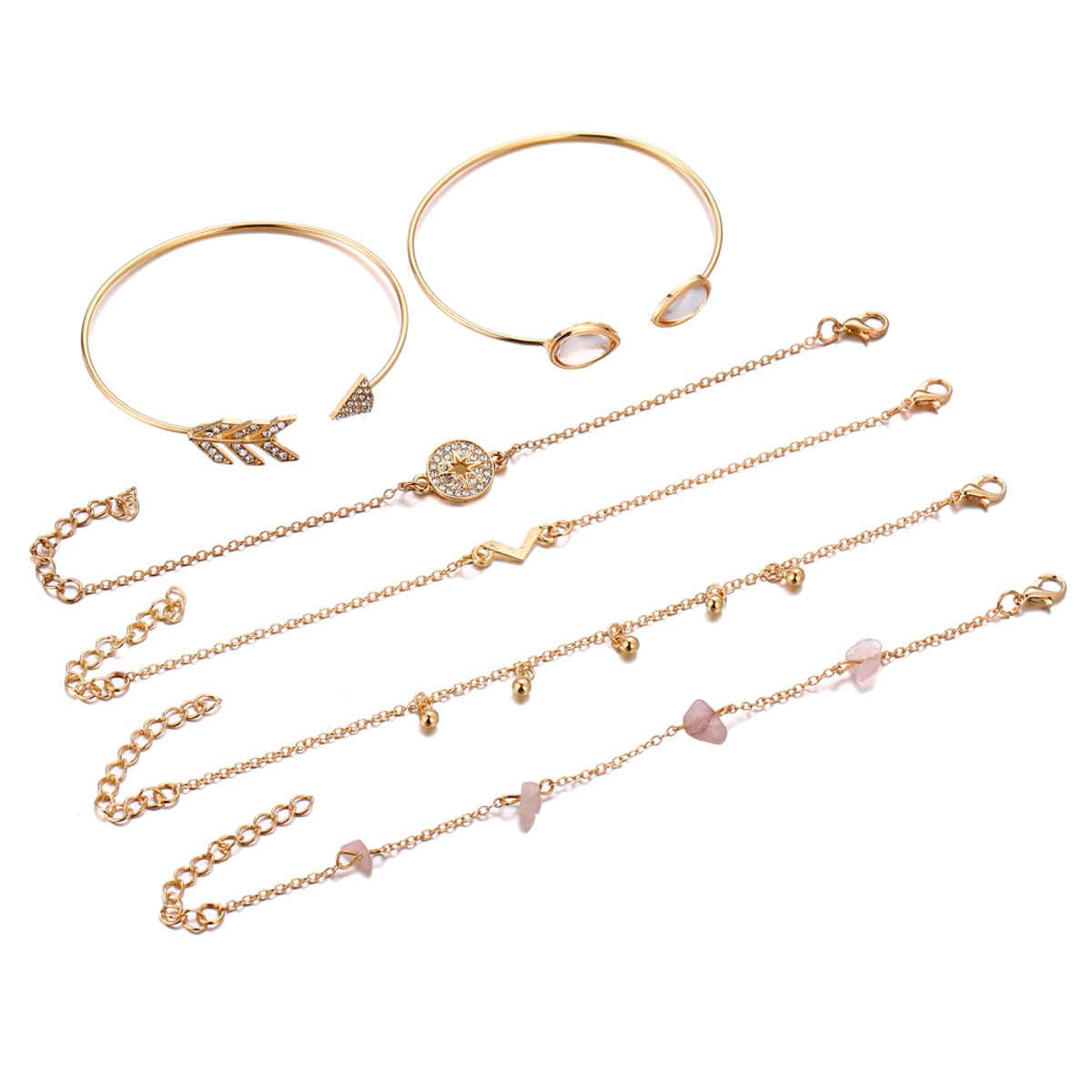 Shining Diva Fashion Set of 6 Stylish Multilayer Gold Plated Bracelet for Women and Girls Rr14669b