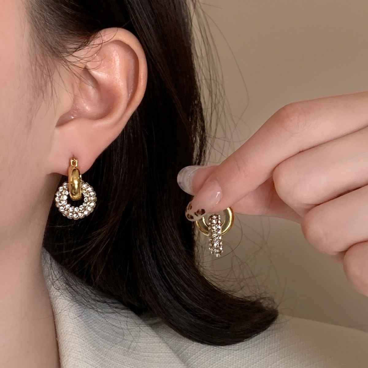 Just Lil Things Gold Crystal Knot Hoop Earrings | jlt11681