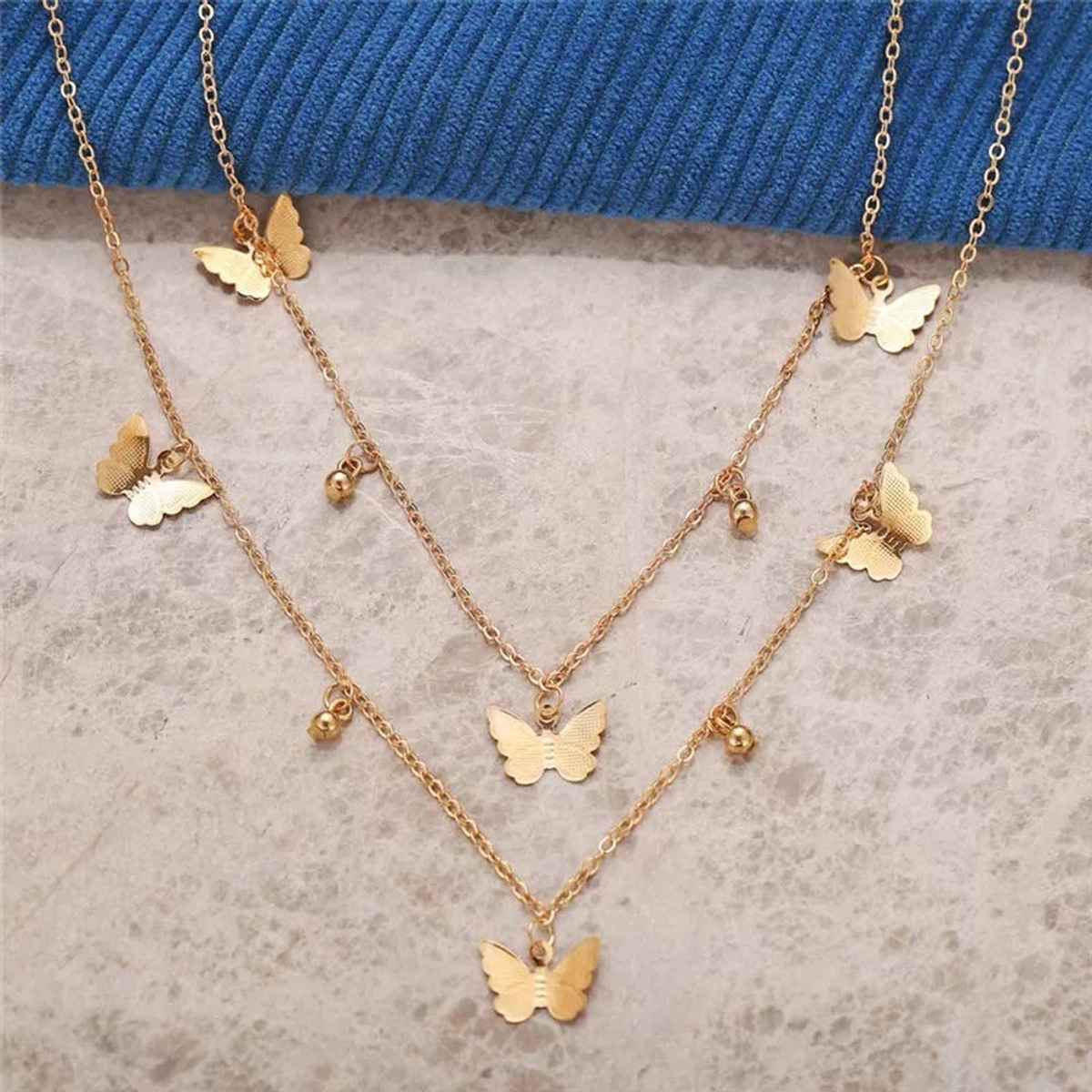 Shining Diva Fashion Multilayer Cubic Zirconia Golden Western Necklace for Women | 12249np