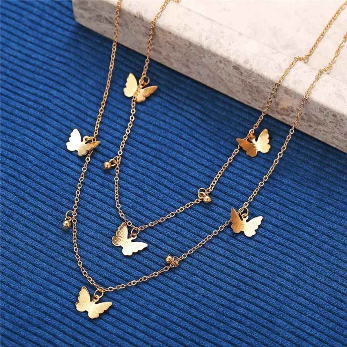 Shining Diva Fashion Multilayer Cubic Zirconia Golden Western Necklace for Women | 12249np