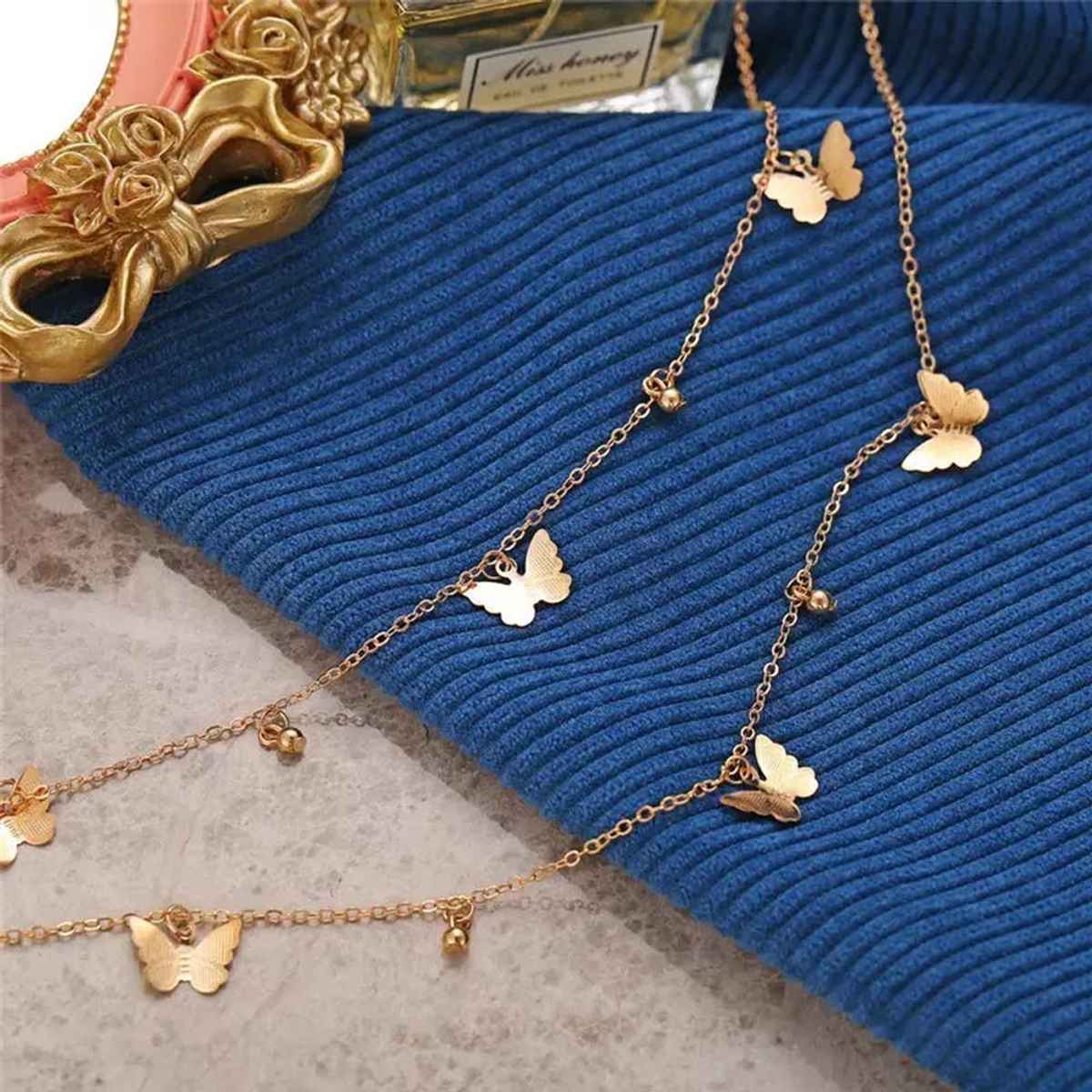 Shining Diva Fashion Multilayer Cubic Zirconia Golden Western Necklace for Women | 12249np