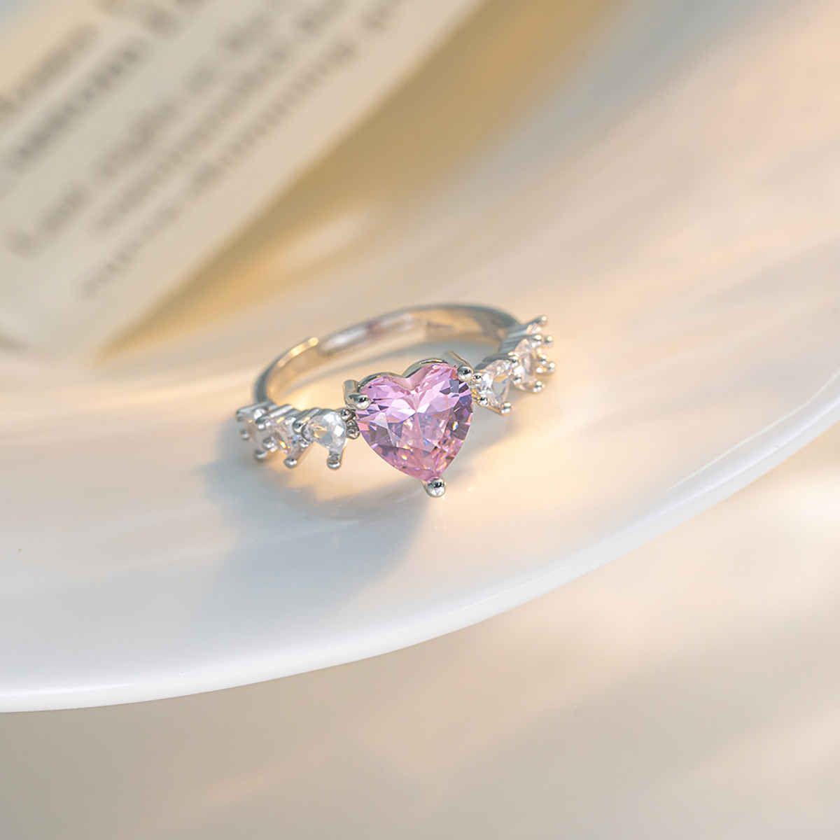 Beautynx Pink Heart Radiance Ring | Silver | BNX-RNG-0024