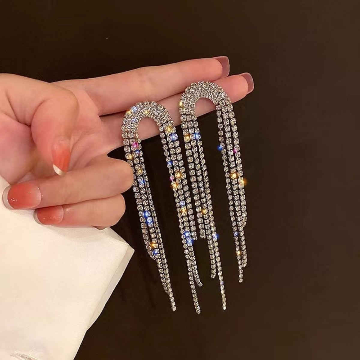 Estailo Fashion Rhinestone Drop Earrings | Multicolour