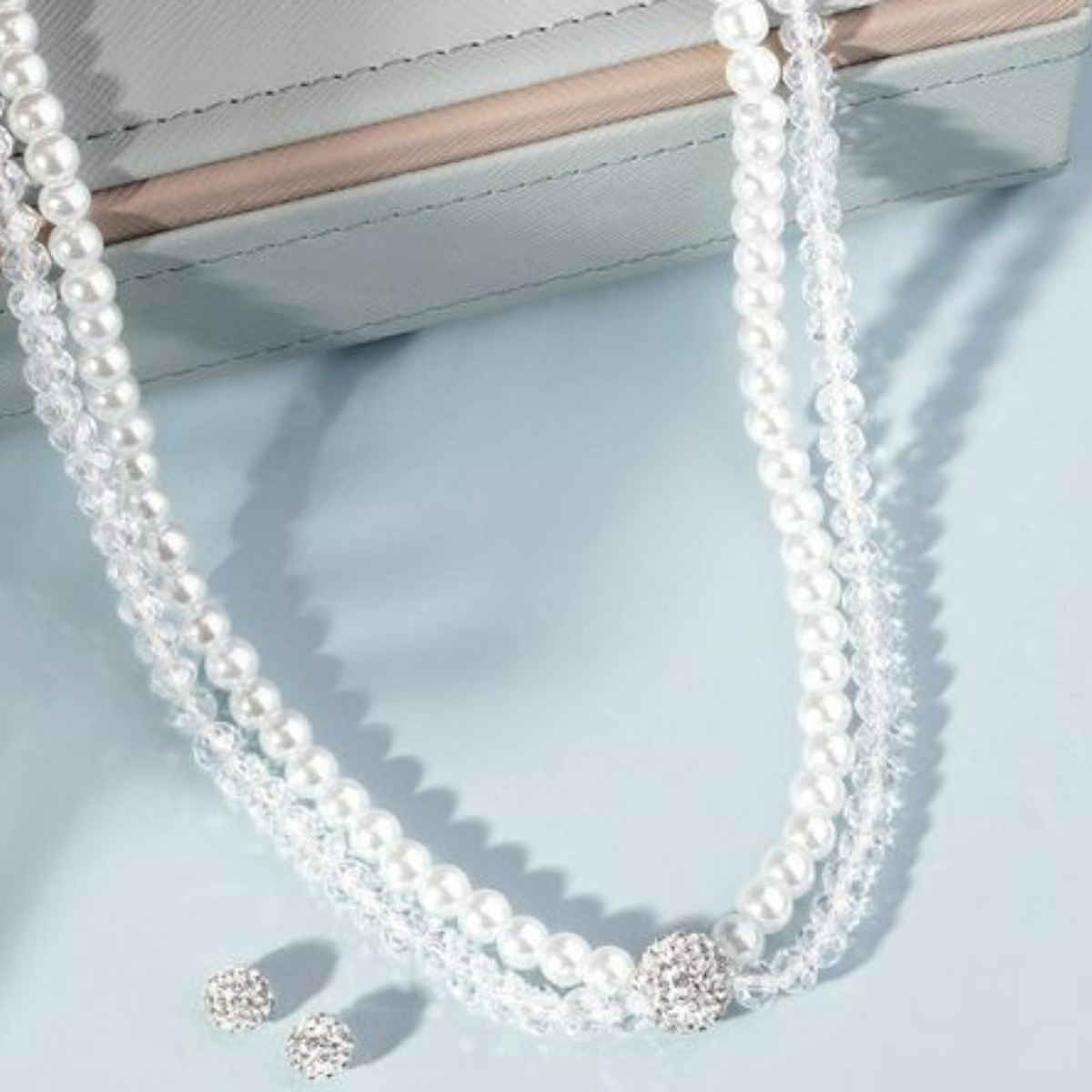 Rubans Crystal Beaded Double Layered Jewellery Set