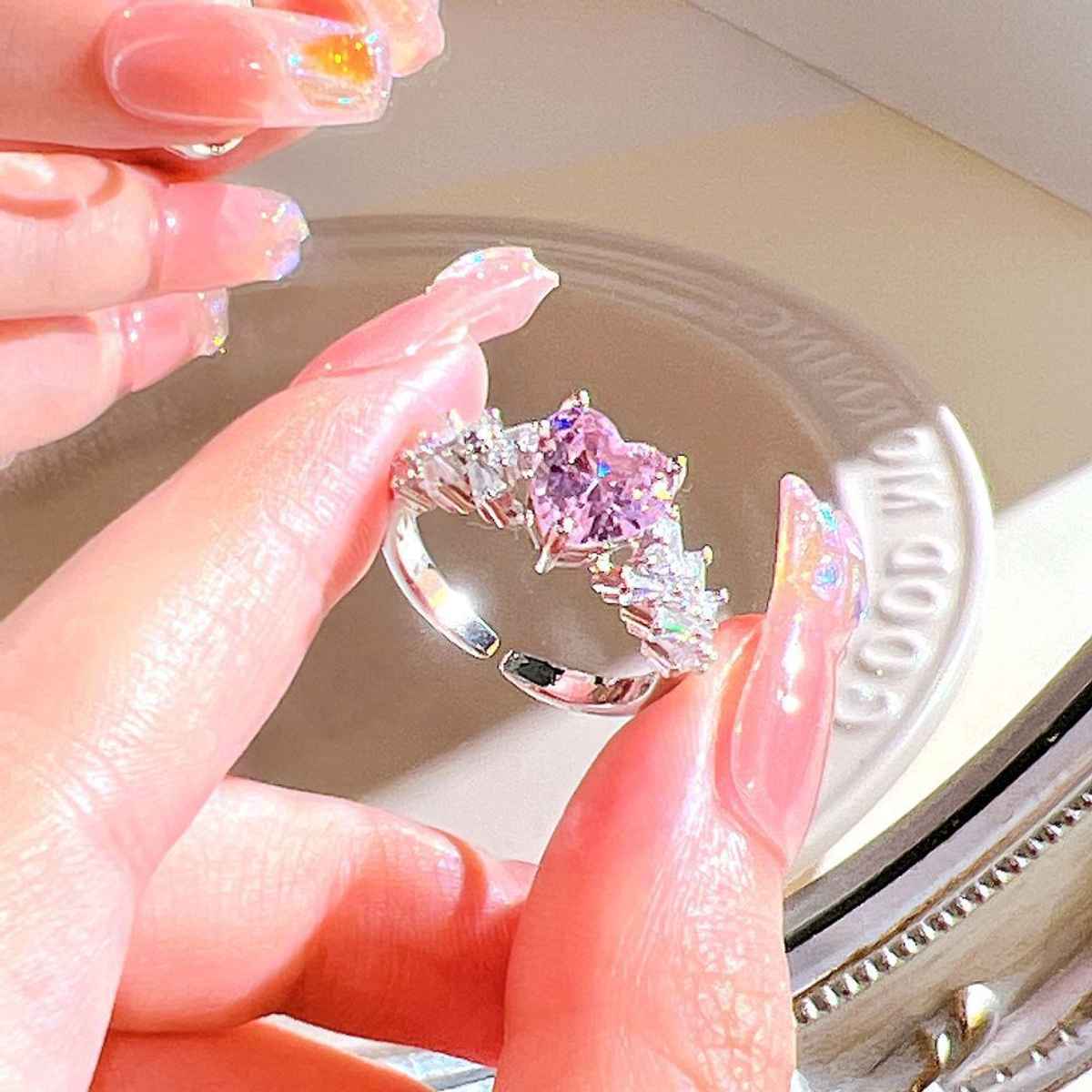 Beautynx Pink Heart Radiance Ring | Silver | BNX-RNG-0024