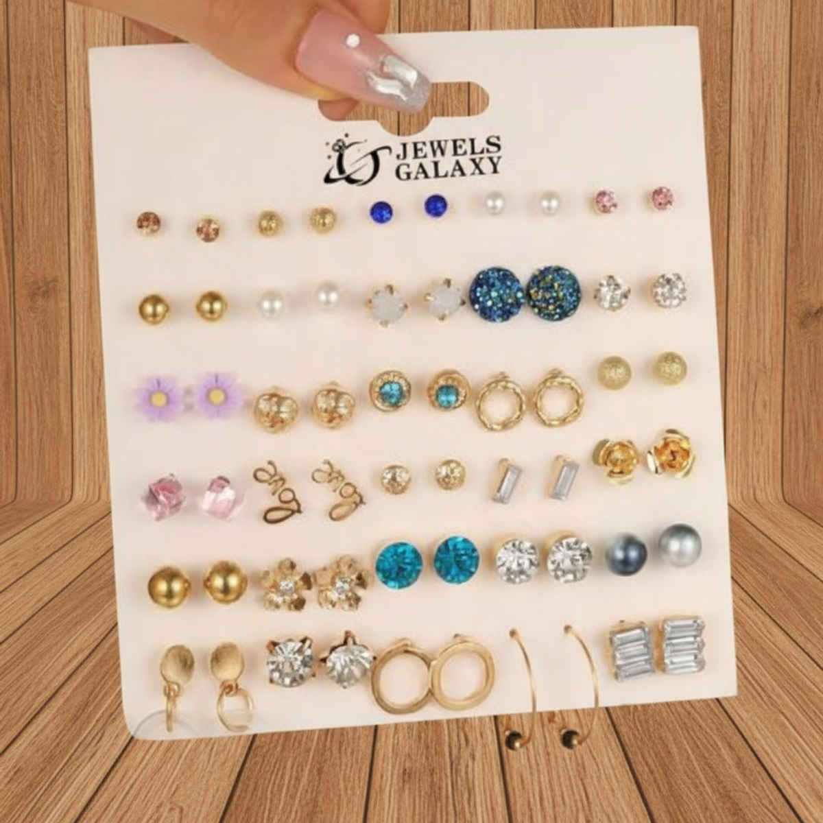 Jewels Galaxy Gold-Plated Frequesnt-Use Multicolor Stud Earrings (1 Pack 60 Pieces)