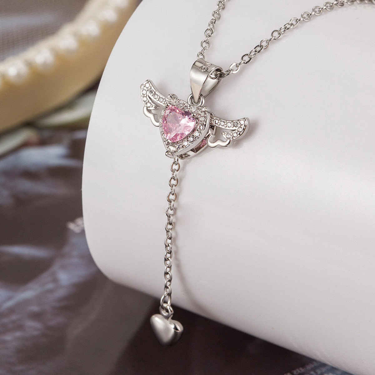Beautynx Seraphic Heart Lariat Necklace | Silver | BNX-NK-0039