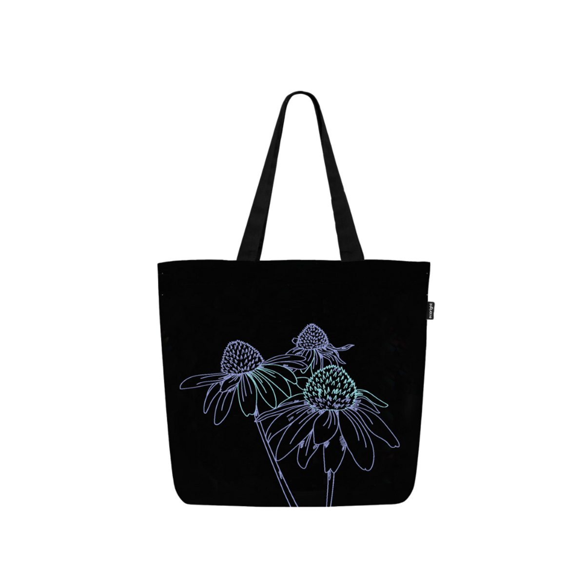 Ecoright Women's Floral Cotton 16 L Double Handle Tote Bag | Black - Free Size