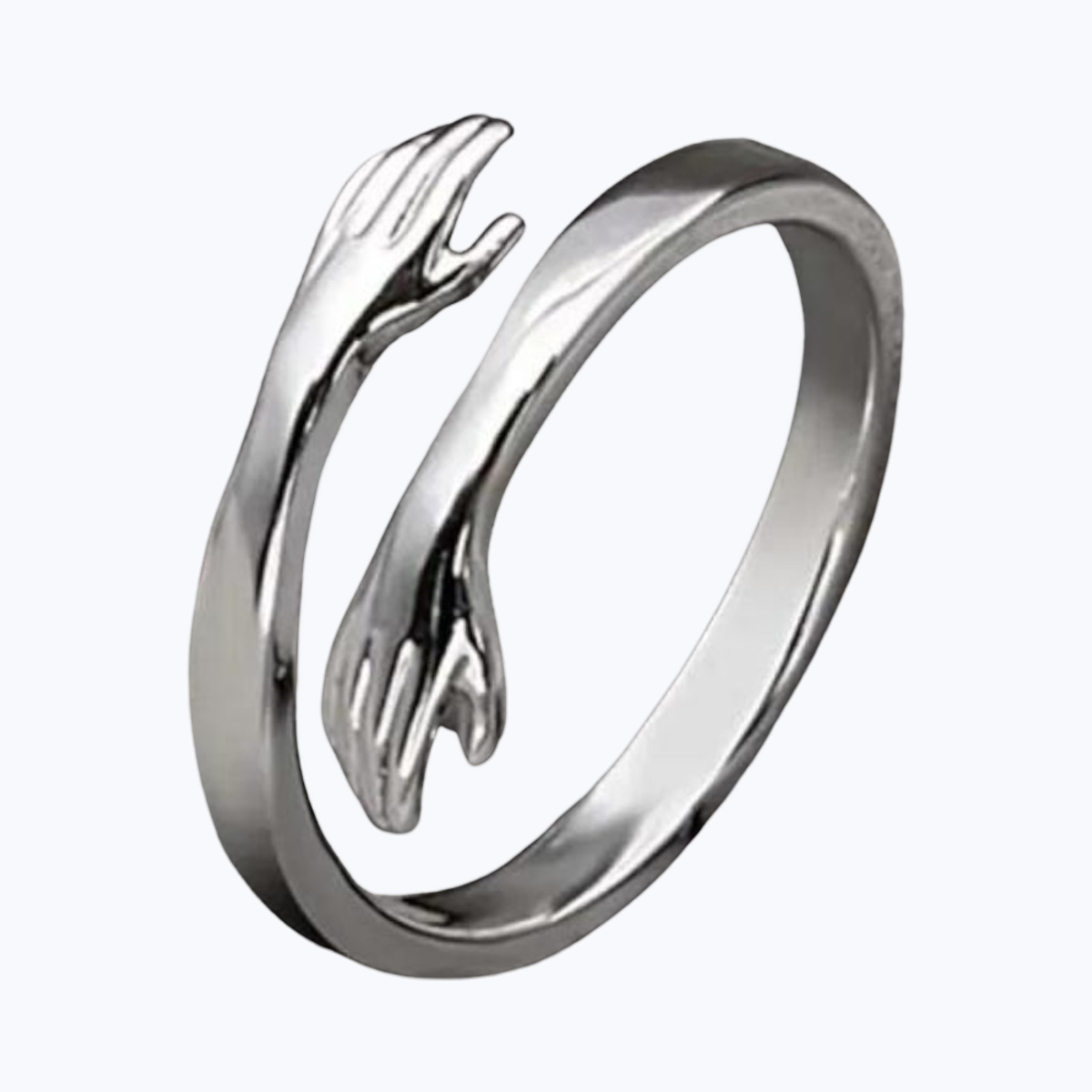 Jewels Galaxy Silver-Plated Hug Shaped Adjustable Hug Day Finger Ring (1 Pack 1 Piece)