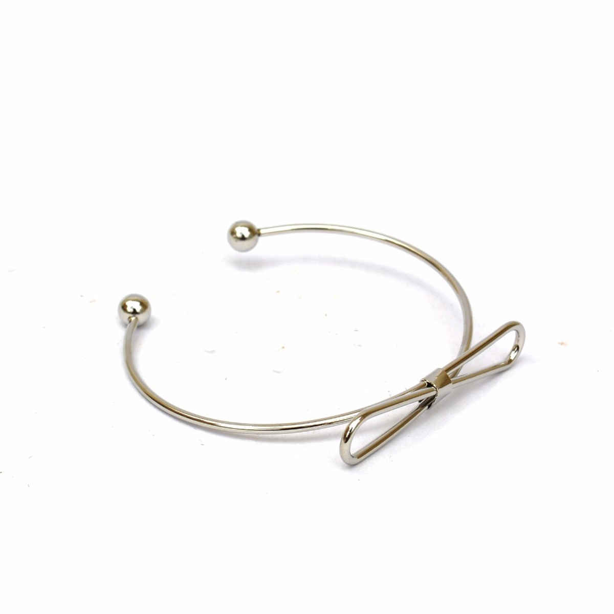 Joker & Witch Elegant Bow Open Cuff Silver Bracelet