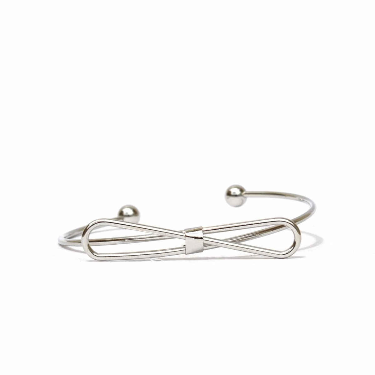 Joker & Witch Elegant Bow Open Cuff Silver Bracelet