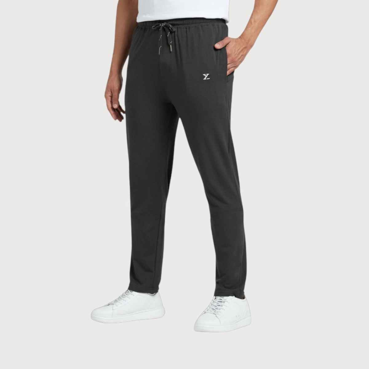 XYXX Ace IntelliSoft Cotton Modal Solid Loungewear Relaxed Fit | 2 Zipper Side pockets | Grey- XL