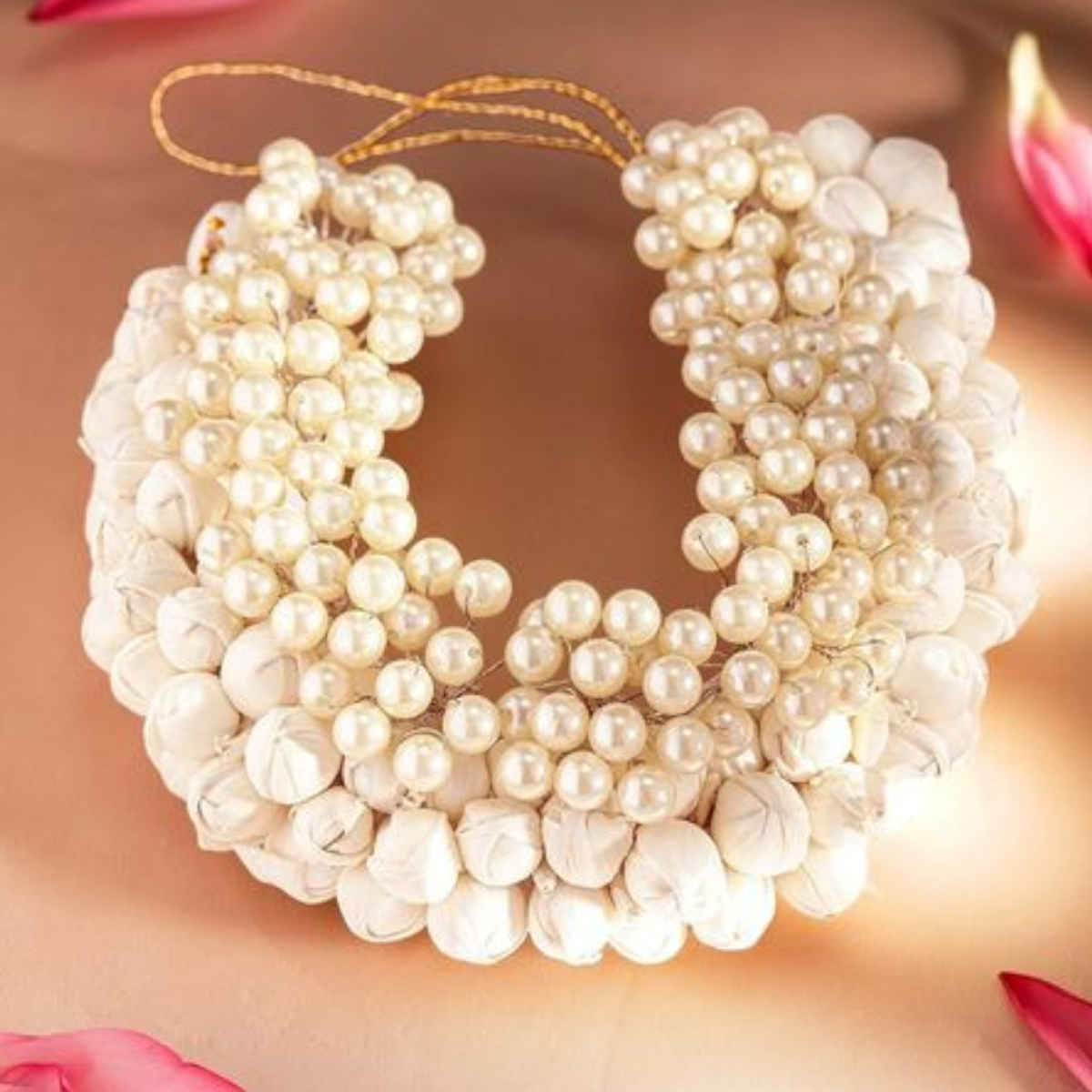 Rubans Women White Beaded Hair Pin