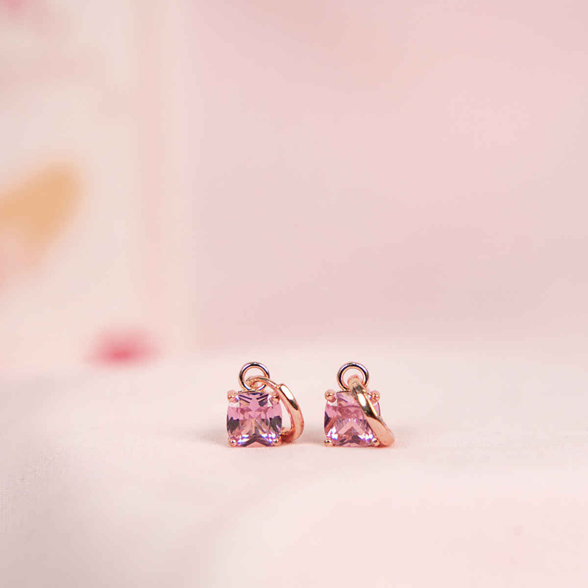 Salty Pink Heart Dainty Necklace and Cupids Gem Earrings Set for Rakhi | Gold | Pink