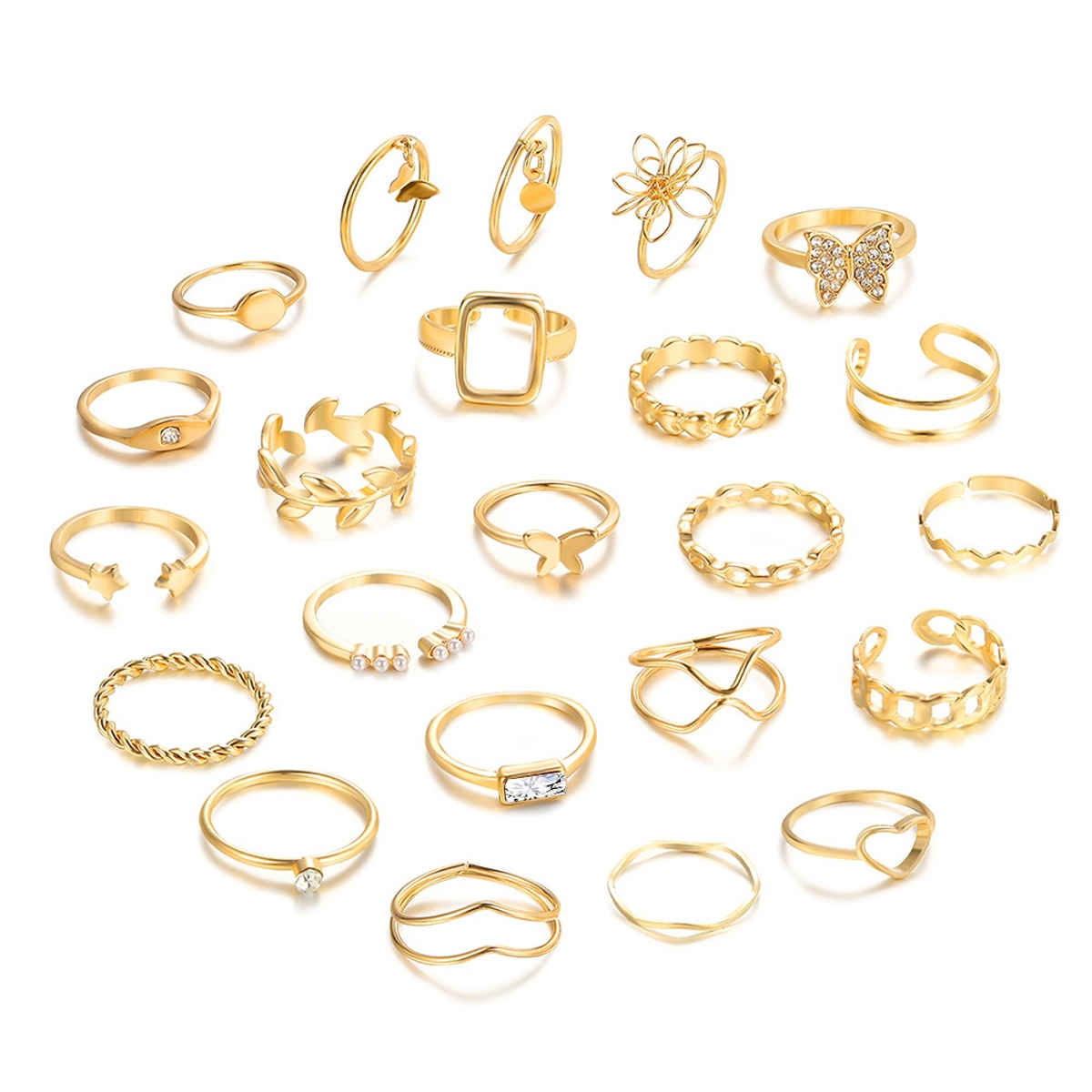 Shining Diva Fashion 23 Pcs Latest Stylish Rings for Women and Girls | 14842r