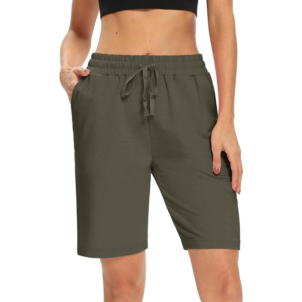 Hotfits Women's Solid Regular Casual Shorts | Green - M