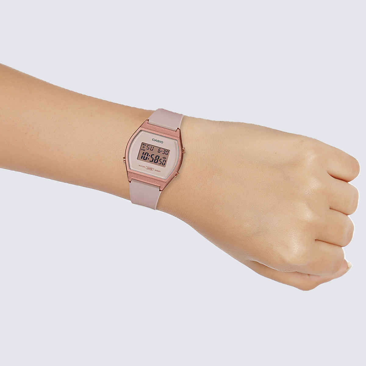 Casio Women's Vintage LW-204-4ADF Rose Gold Digital Dial Watch | Pink Resin Strap (D213)