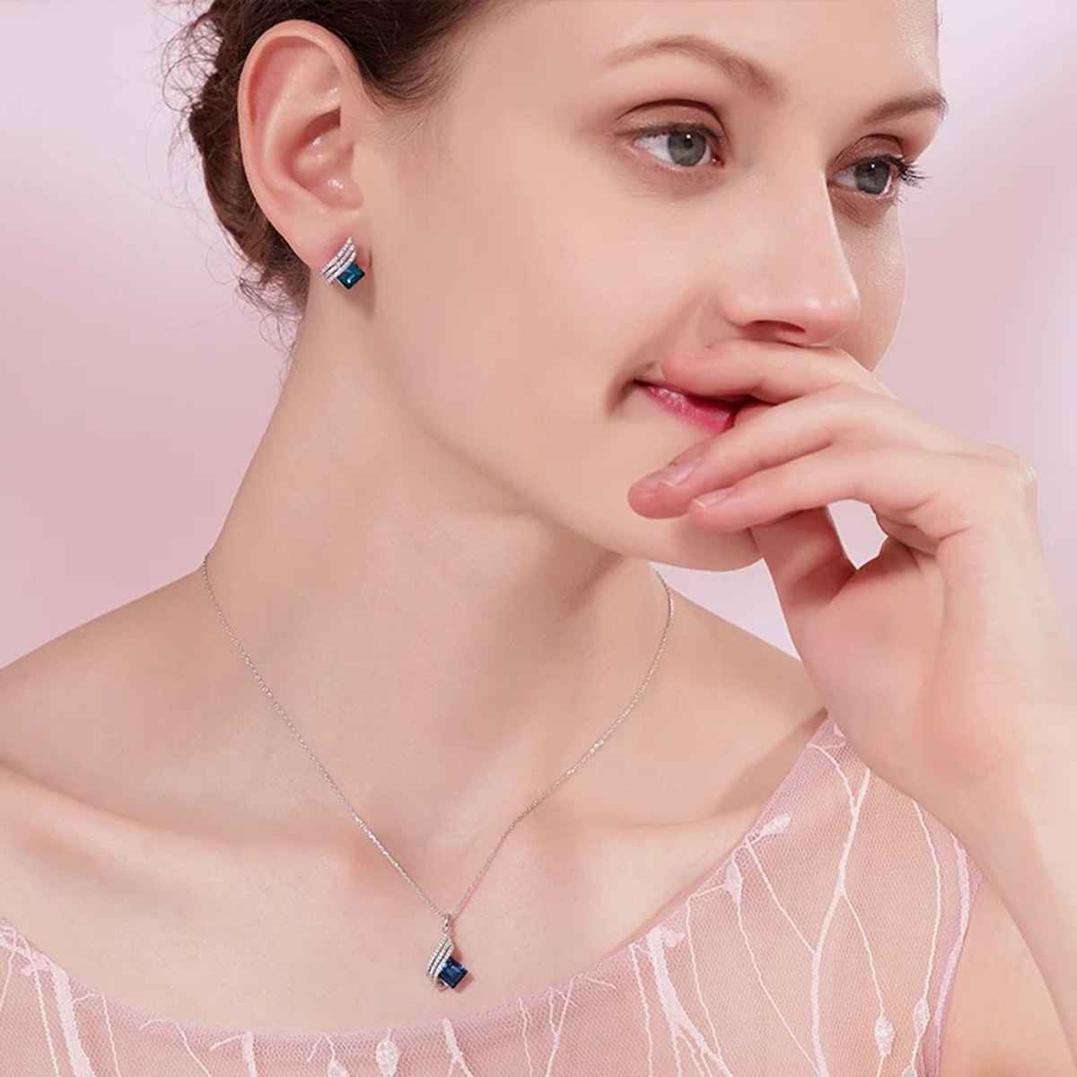 Shining Diva Fashion Angel Wings Platinum Plated Crystal Necklace Set for Women and Girls | 14622s