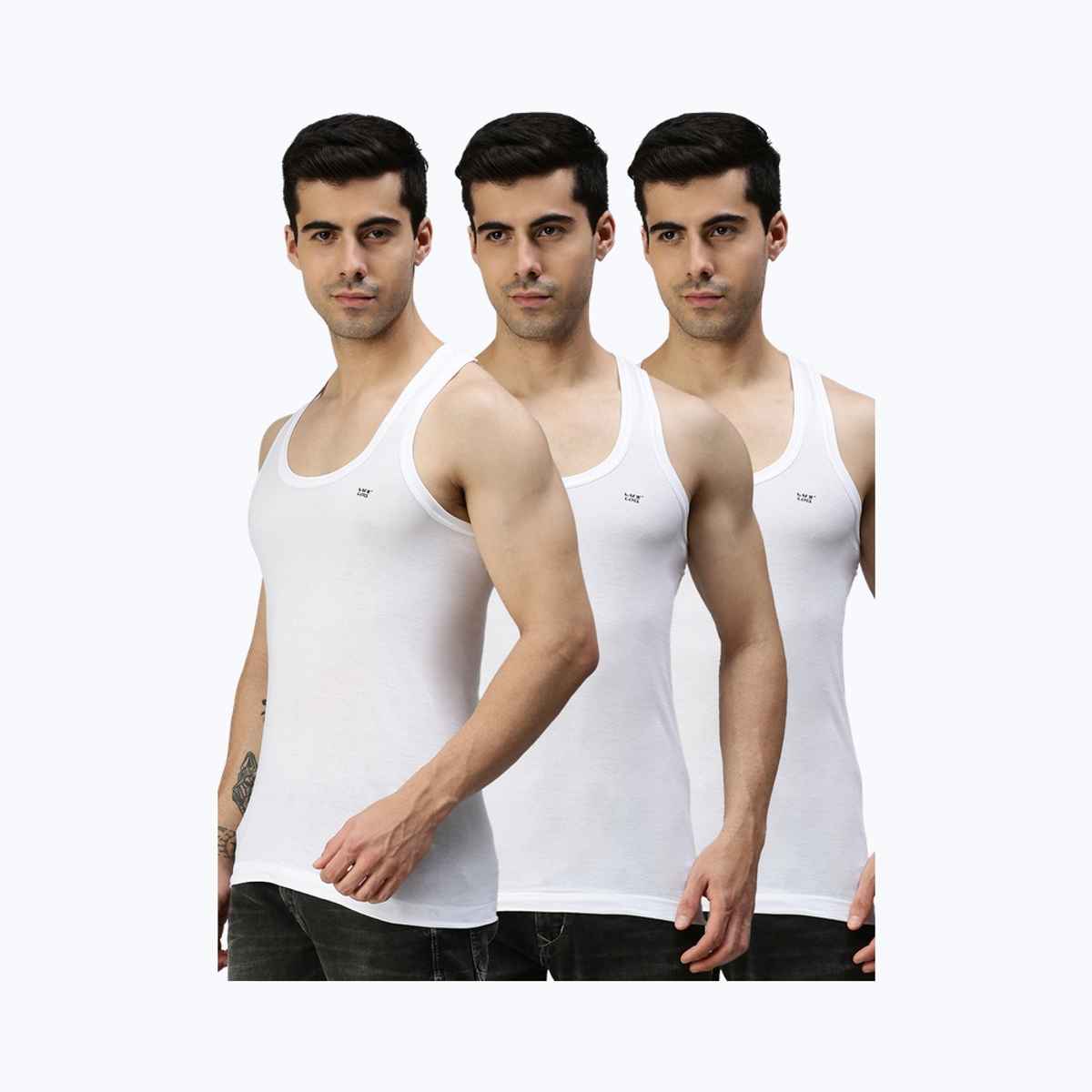 Lux Cozi Men's White Cotton Vest | White | 90