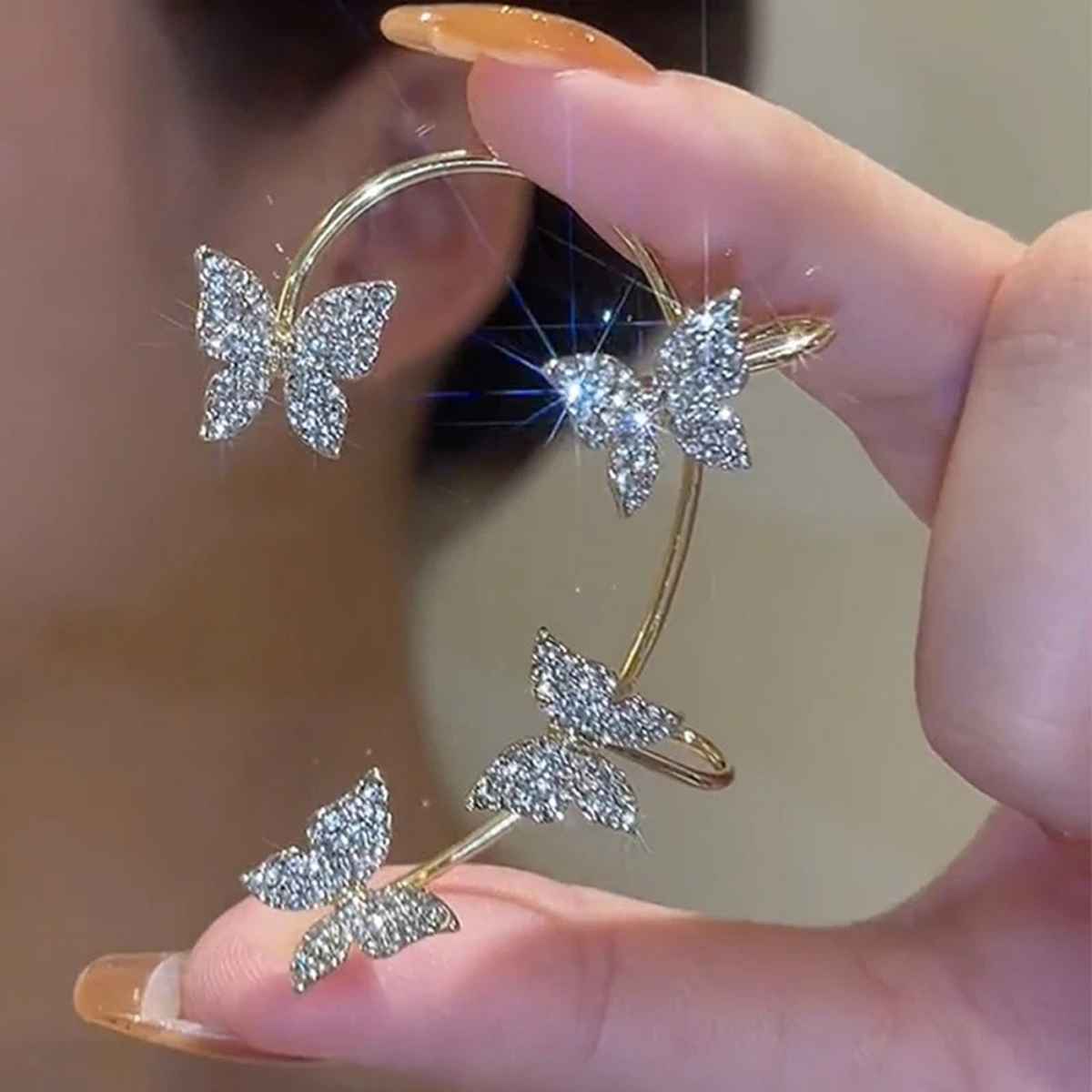 Shining Diva Fashion Stylish 2 Pcs Combo Clip on Ear Cuff Earrings for Women and Girls | 15590er