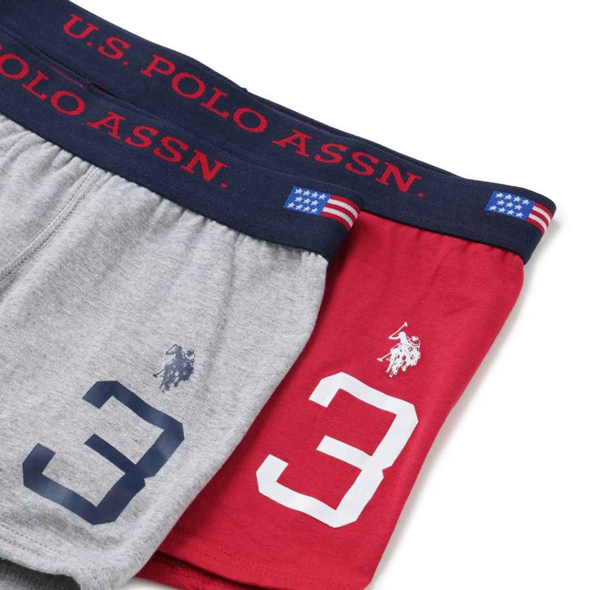 U.S. Polo Assn. | Underwear Pack of 2 | L | Trunks | I015 | Grey and Red