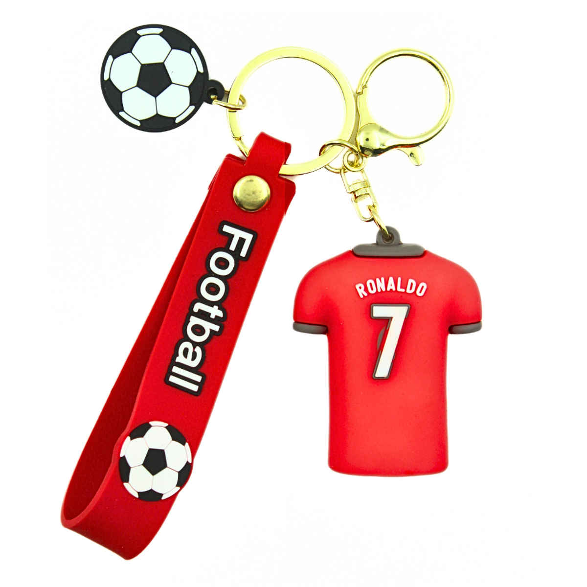 Ronaldo Red Jersey 3D Rubber Silicone Keychain